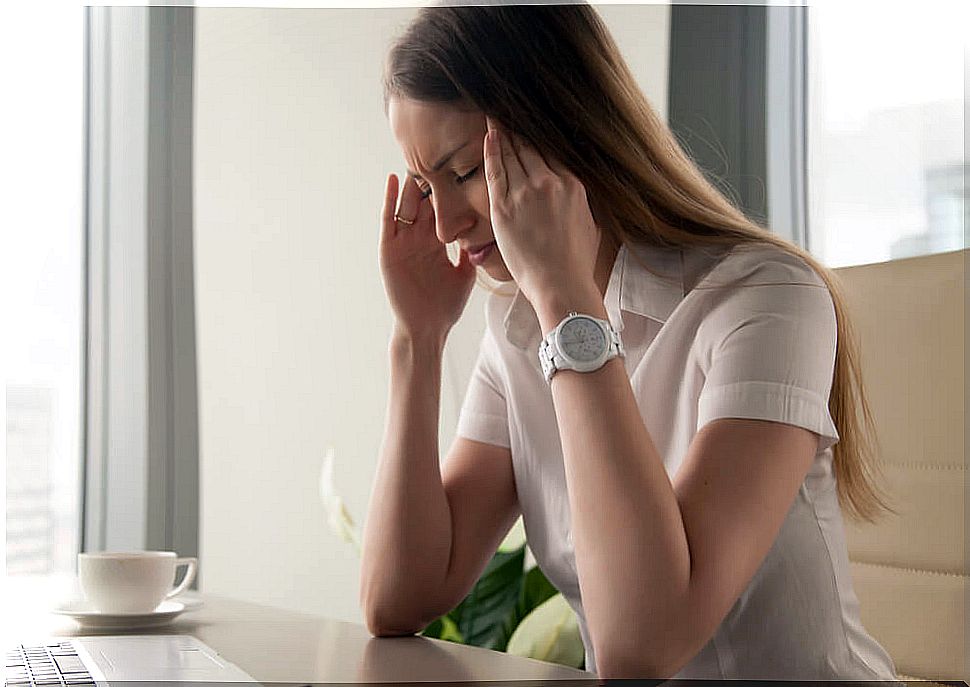 Stressed girl in the office