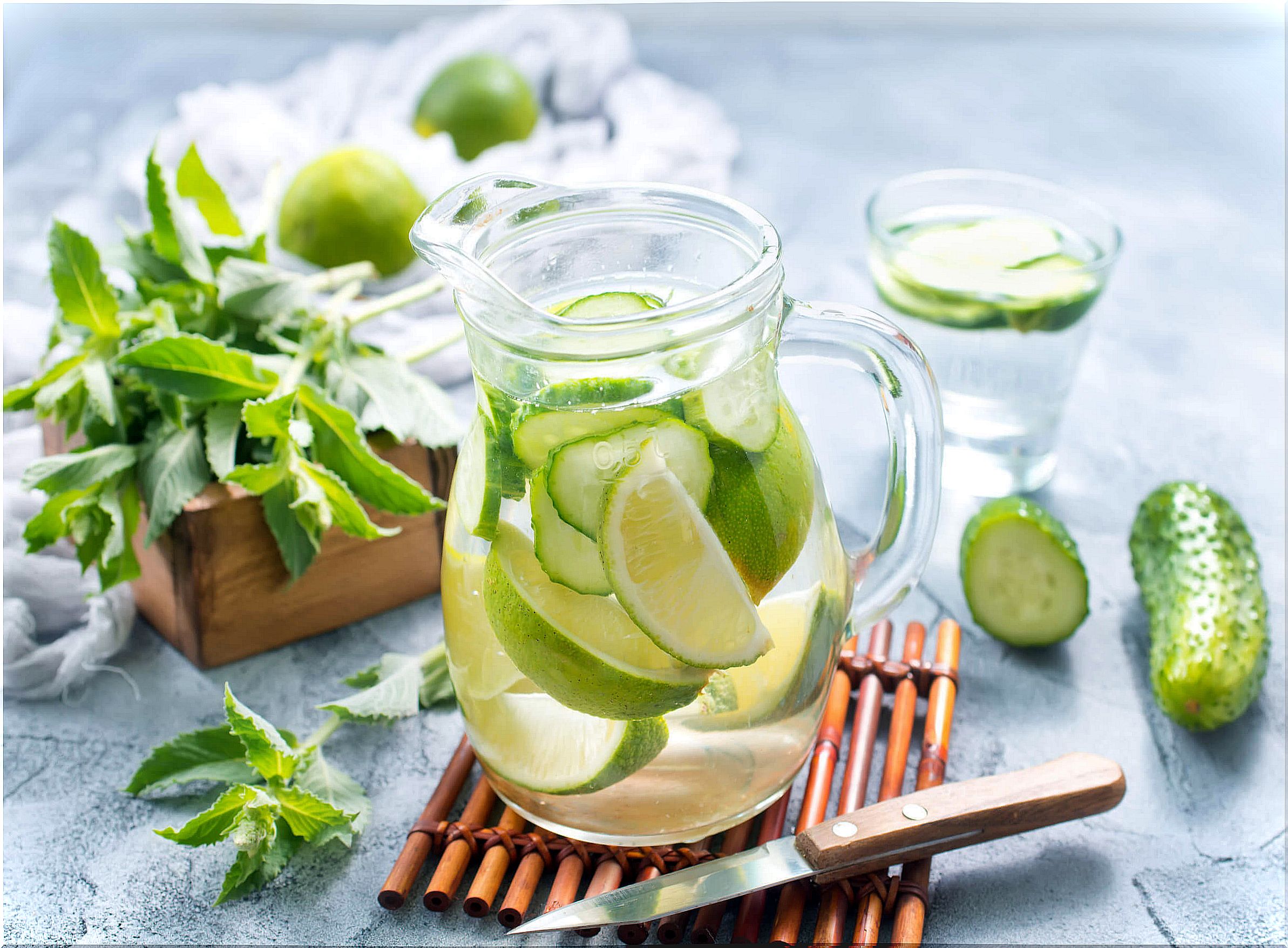 Lemon water is good as a cleansing drink.