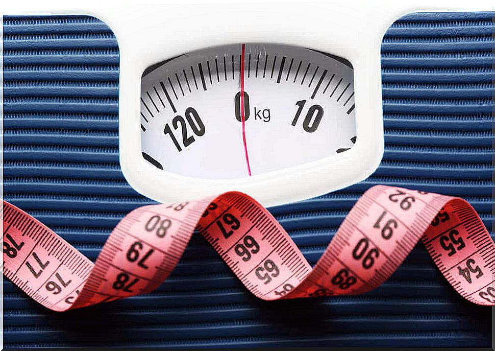 Scale to determine weight of fat and muscle.