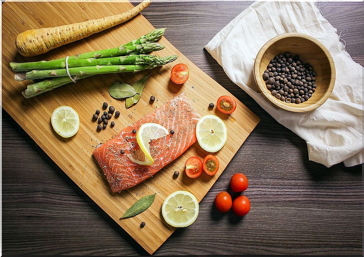 Salmon and green vegetables for anxiety.