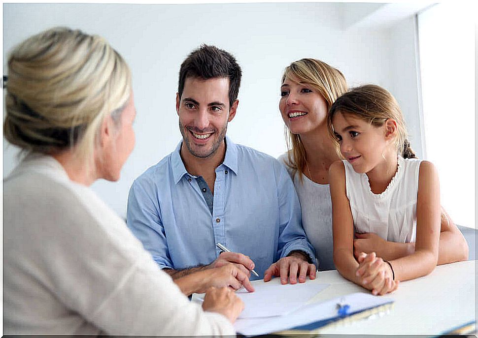 Parents talking to the teacher.