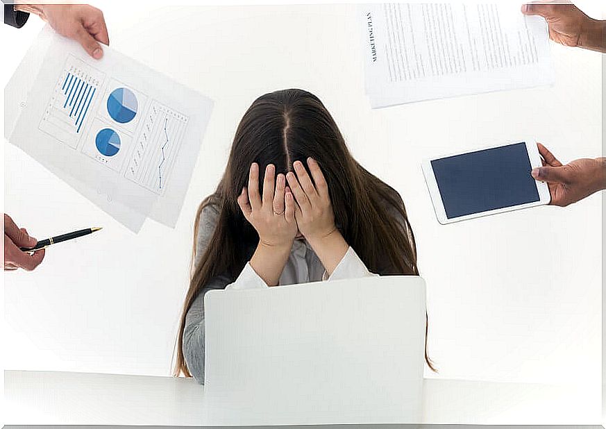 Woman overwhelmed by stress